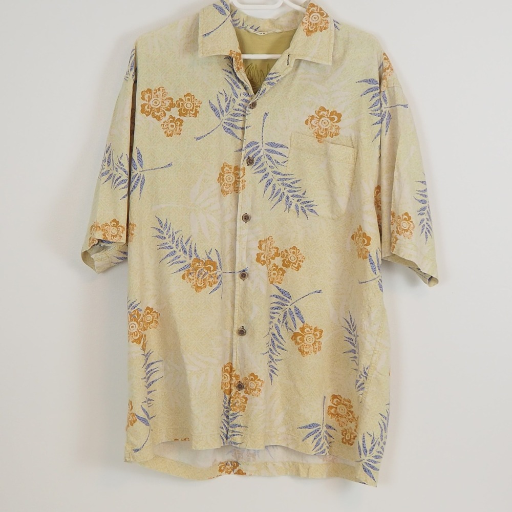 Tommy Bahama 100% Silk‎ Camp Shirt Men's XL Hawaii Coconut Buttons Short Sleeve